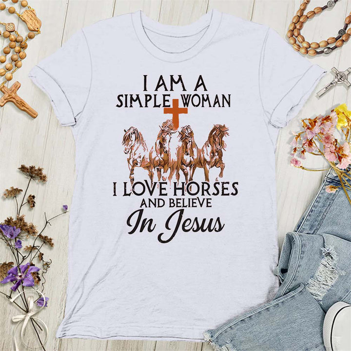 Christianartworkshop I Love Horses & Believe In Jesus Women's T-shirt