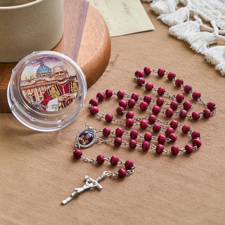 Christianartworkshop Pope Leo XIV Red Wood Beads Rosary Commemorating: A Spiritual Treasure - image 4