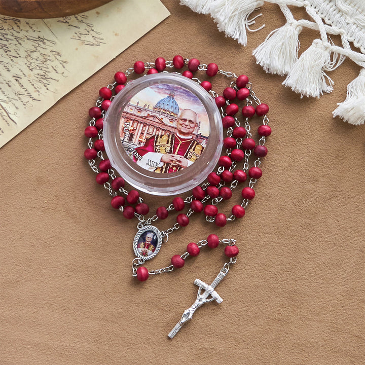 Christianartworkshop Pope Leo XIV Red Wood Beads Rosary Commemorating: A Spiritual Treasure - image 18