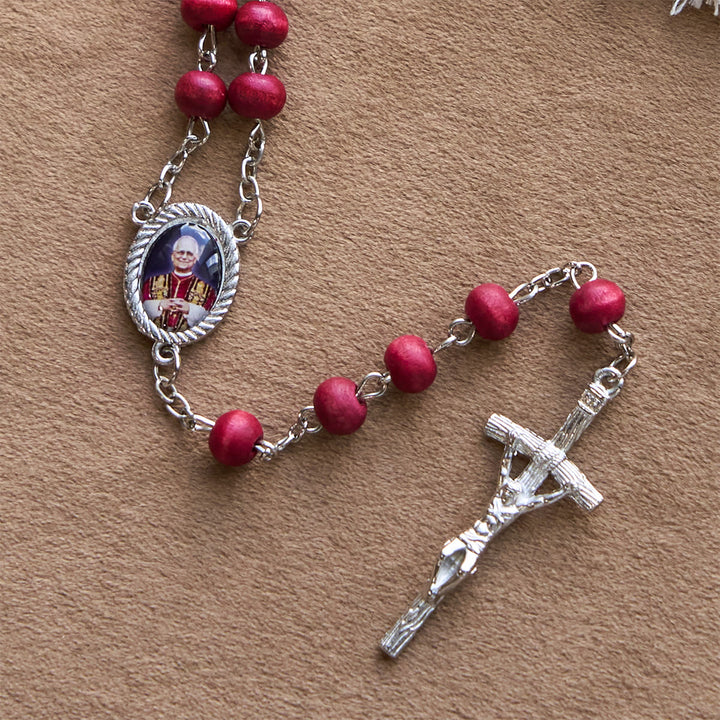 Christianartworkshop Pope Leo XIV Red Wood Beads Rosary Commemorating: A Spiritual Treasure - image 6