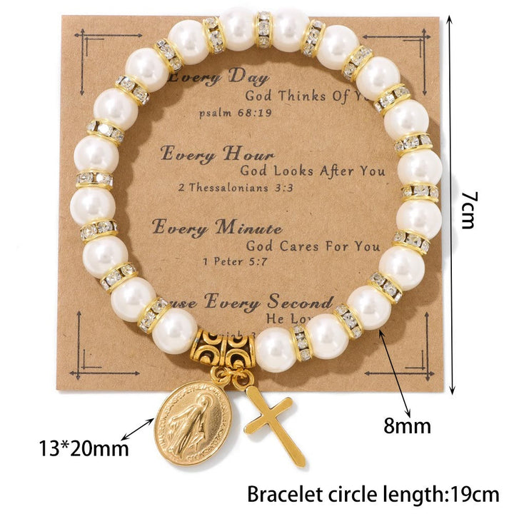 Christianartworkshop PRAYERFUL FAITH: Elegant Miraculous Medal White Bracelet with Bible Verse Card - image 9