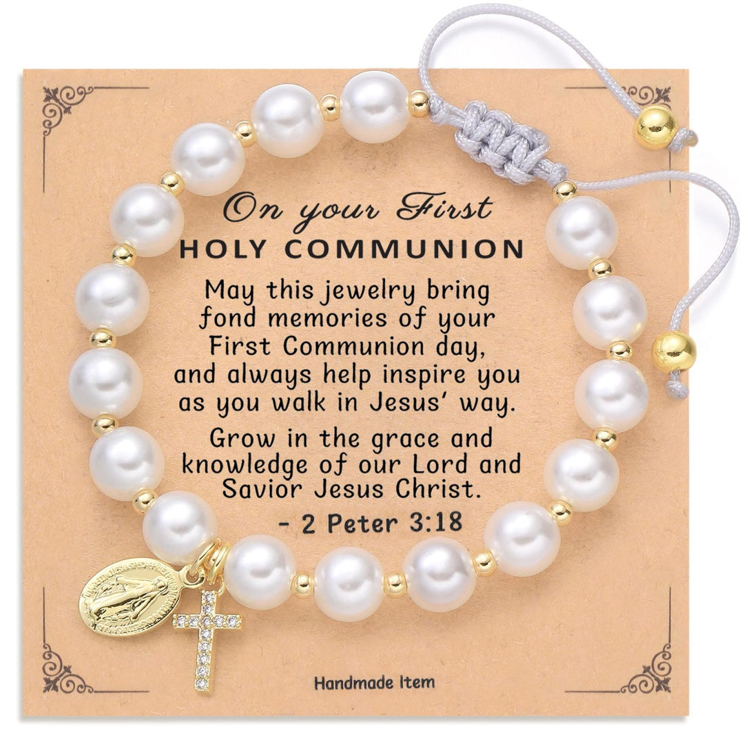 Christianartworkshop PRAYERFUL FAITH: Elegant Miraculous Medal White Bracelet with Bible Verse Card - image 2