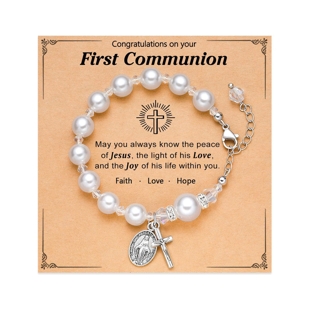 Christianartworkshop PRAYERFUL FAITH: First Communion Gift Bracelet with Cross and Blessing Card - G - image 6