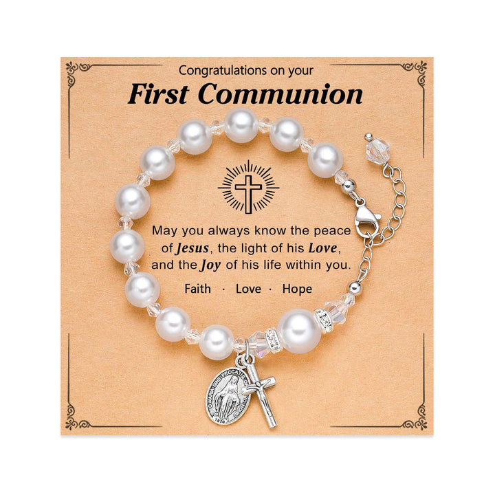 Christianartworkshop PRAYERFUL FAITH: First Communion Gift Bracelet with Cross and Blessing Card - G - image 6