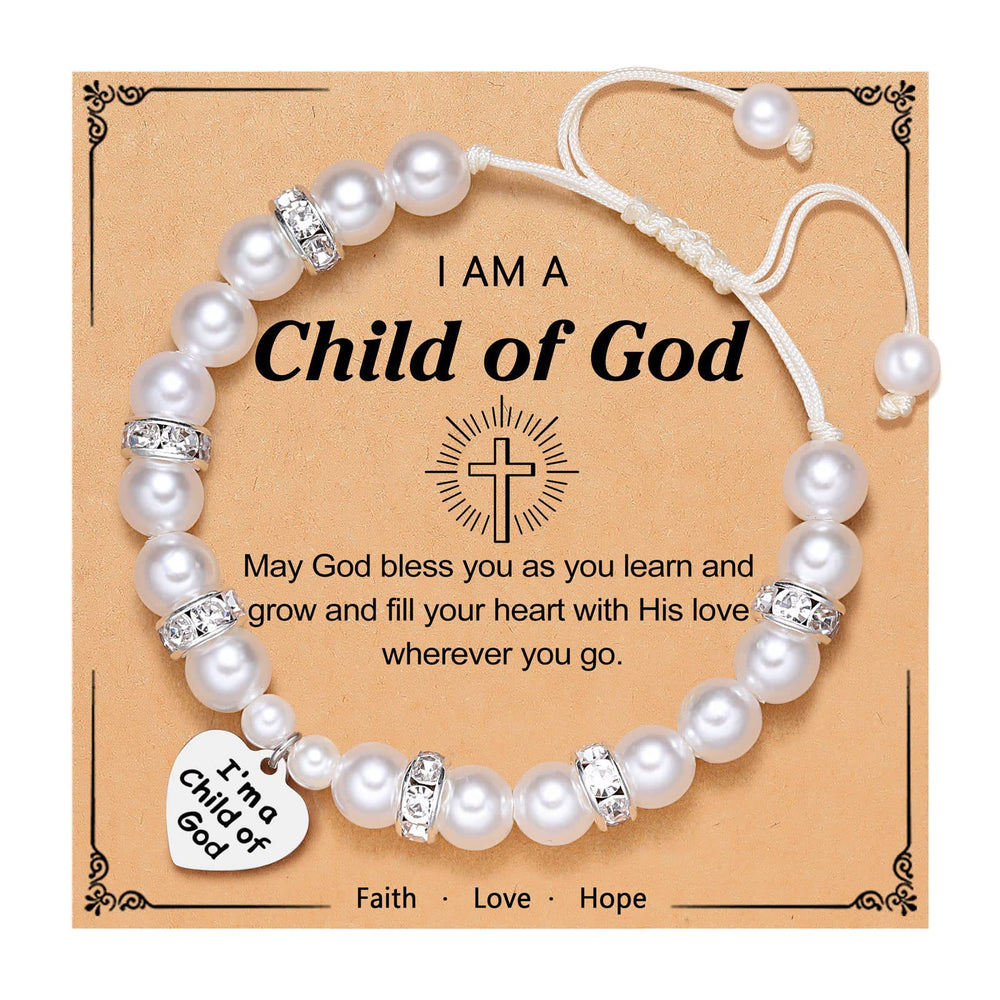 Christianartworkshop PRAYERFUL FAITH: Child of God Engraved Bracelet with Faith Card for Women & Men - Child of God - Men - image 1