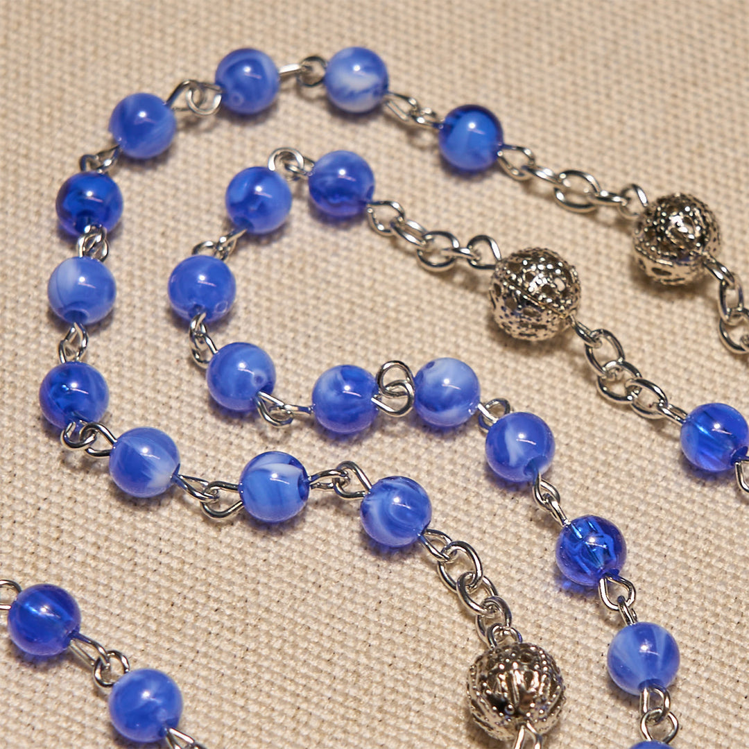 Christianartworkshop Elegant 6mm Gradient Blue Round Beads with Holy Grail and Crucifix Rosary - image 6