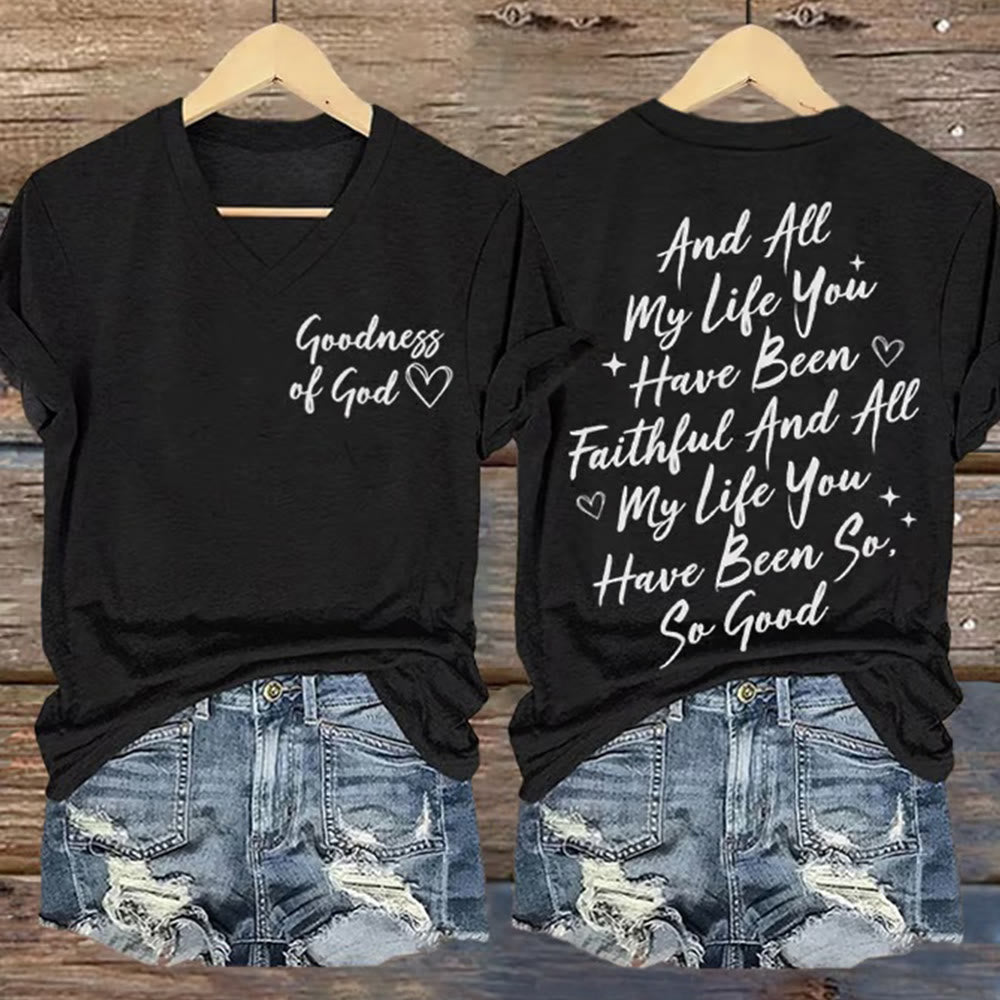 Christianartworkshop Women's I Will Sing Of The Goodness Of God Casual V-neck T-shirt - Black - 4XL - image 1