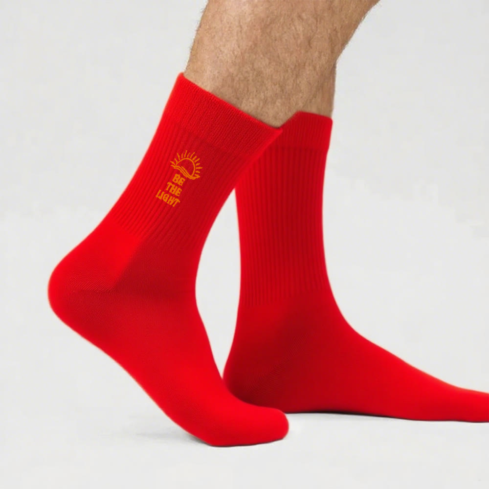 Christianartworkshop Be The Light with Glimmering Sea Horizon Crew Socks: Shine with Spirit - Red - Men (EU 40-44/US 7.5-11) - image 15