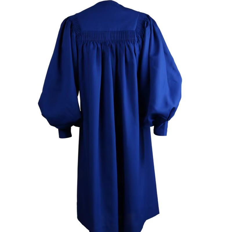 Christianartworkshop Elegant Ceremonial Blue Clergy Robe with White V-Neck Trim & Cross - image 5