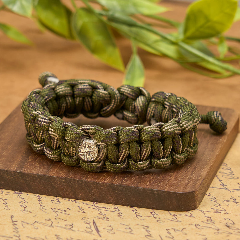 Christianartworkshop Vintage Style Durable Handcrafted Paracord St. Benedict Bracelet - image 1