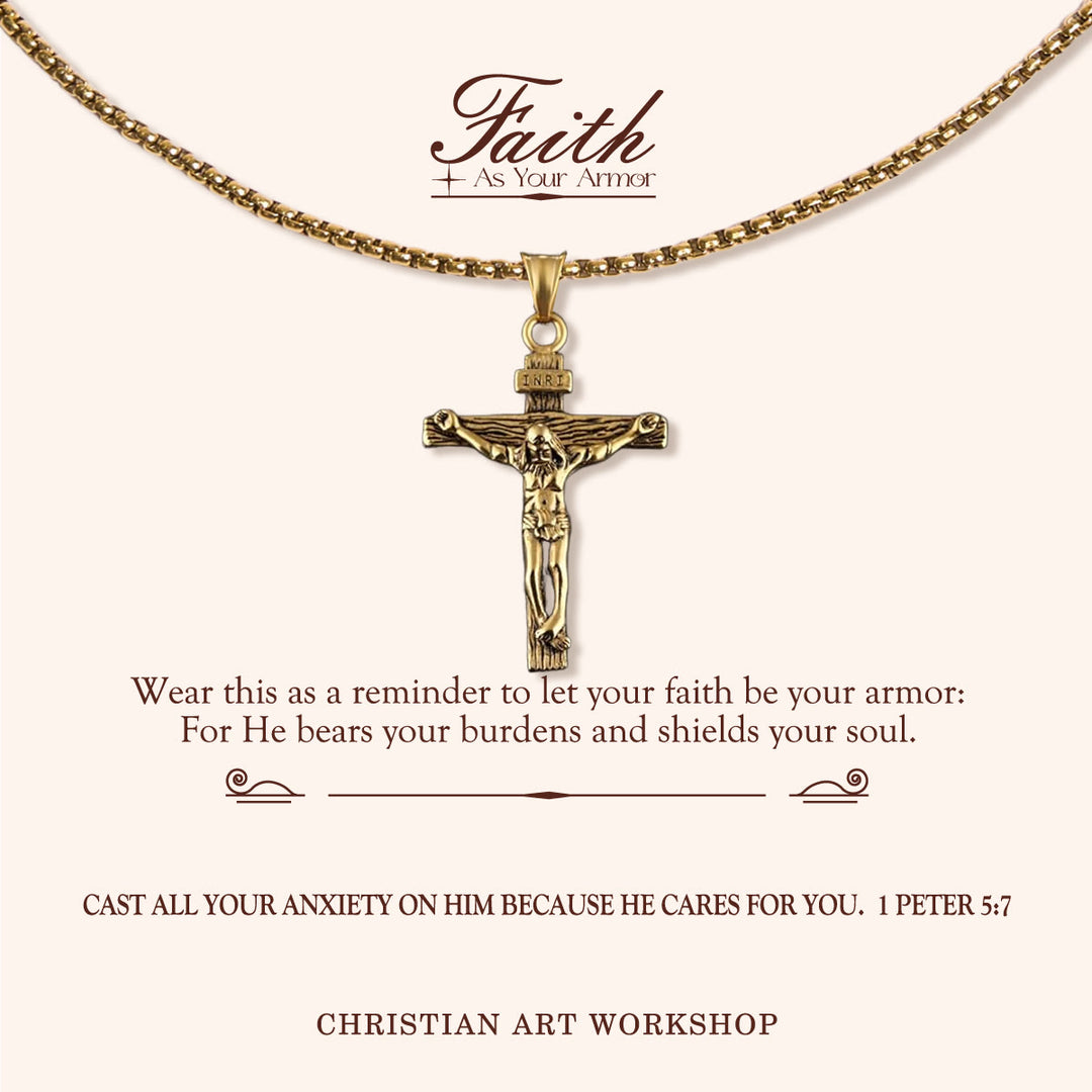Christianartworkshop FAITH AS YOUR ARMOR: Crucifix Pendant Charm Necklace  - FAITH AS YOUR ARMOR-1 - image 1