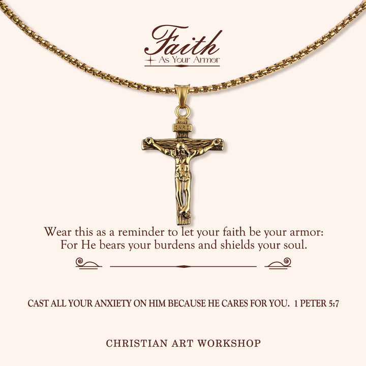 Christianartworkshop FAITH AS YOUR ARMOR: Crucifix Pendant Charm Necklace  - FAITH AS YOUR ARMOR-1 - image 1