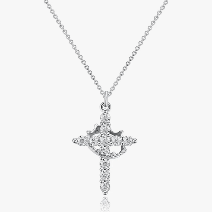 Christianartworkshop Modern Crowned in Faith Cross Necklace, Earrings - Necklace - Silver - image 0