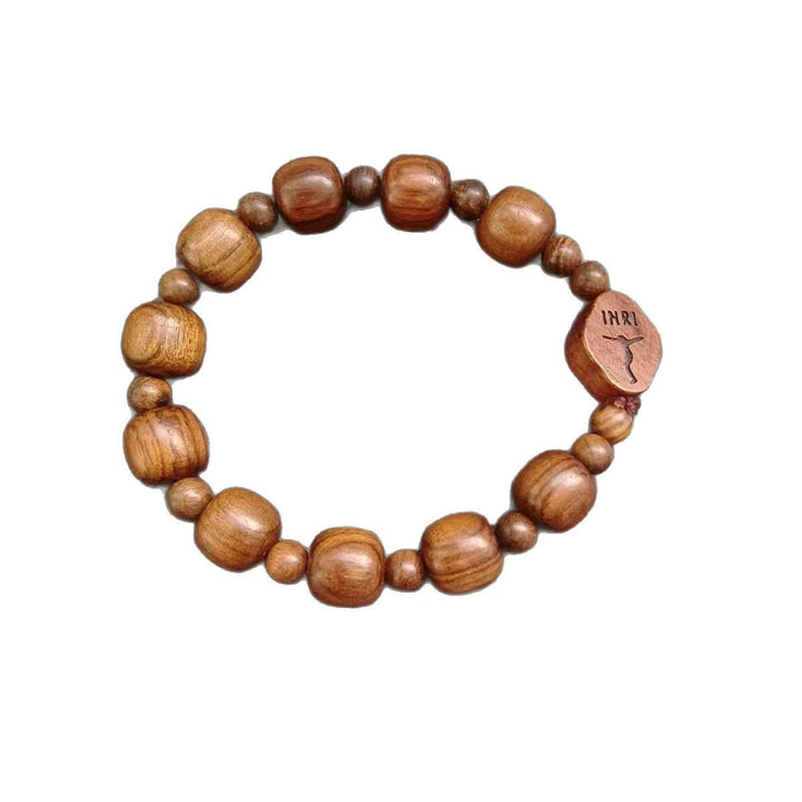 Christianartworkshop Classic Style Brown Wooden Faith Bracelet with INRI Crucifix - image 3
