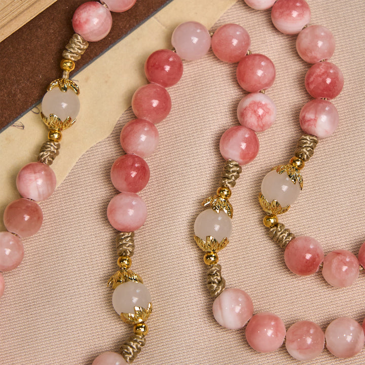Christianartworkshop Handmade Pink Glossy Beads Rosary with Brass Crucifix and Our Lady Charm - image 9