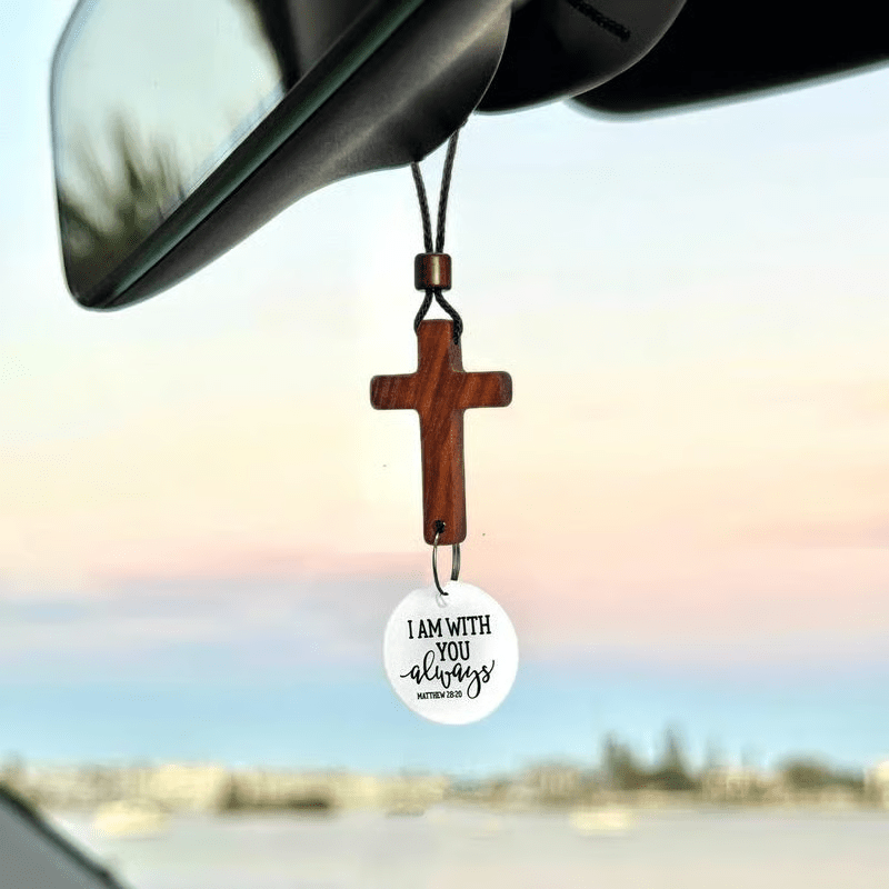 Christianartworkshop Bible Verse Car Hanging Cross Ornament: Scan for a Bible Verse Every Day - A - image 0