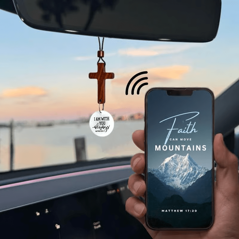 Christianartworkshop Bible Verse Car Hanging Cross Ornament: Scan for a Bible Verse Every Day - image 2