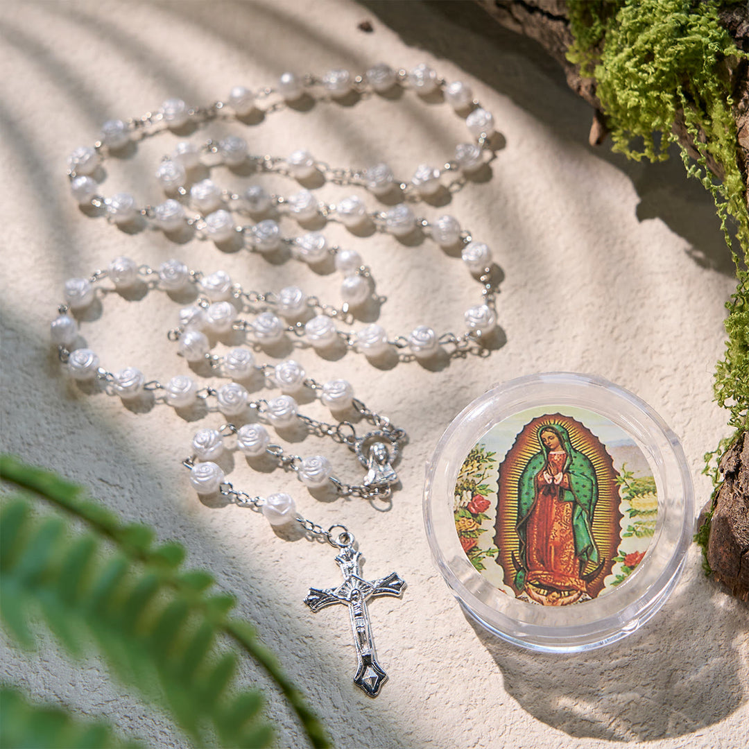 Devotion Rose Christianartworkshop Elegant White Rose Devotional Beads Rosary with O ...