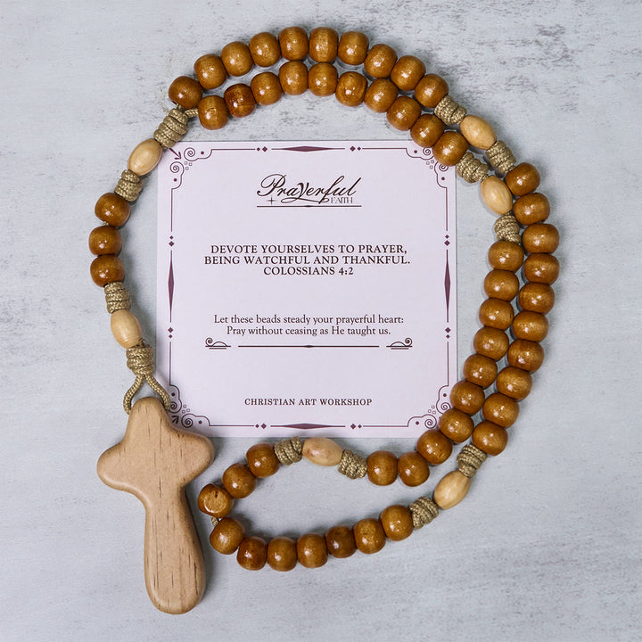 Christianartworkshop PRAYERFUL FAITH: Handmade Minimalist Olive Wood Rosary with Gift Card - PRAYERFUL FAITH - image 0