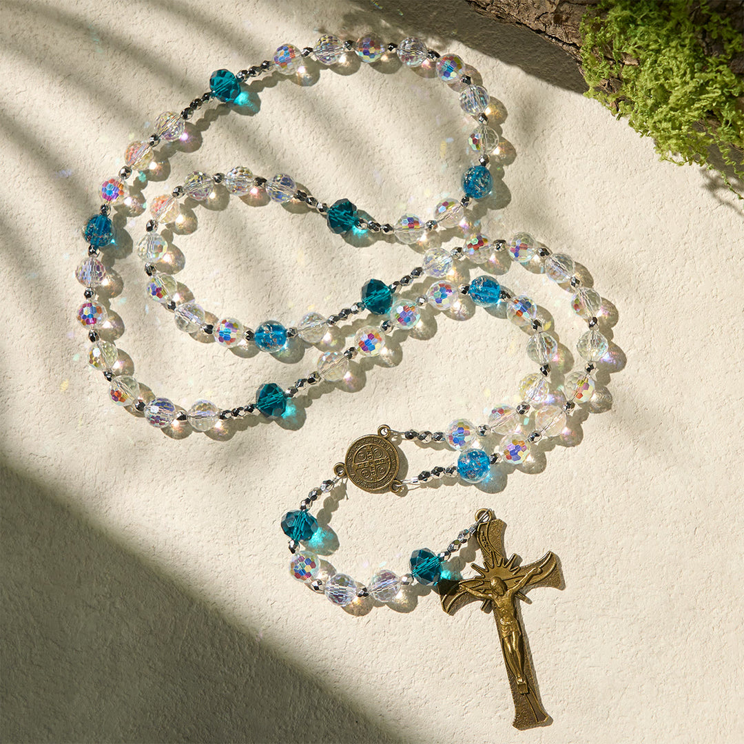 Christianartworkshop PRAYERFUL FAITH: Elegant Shining Beads St. Benedict Rosary with Gift Card - image 1
