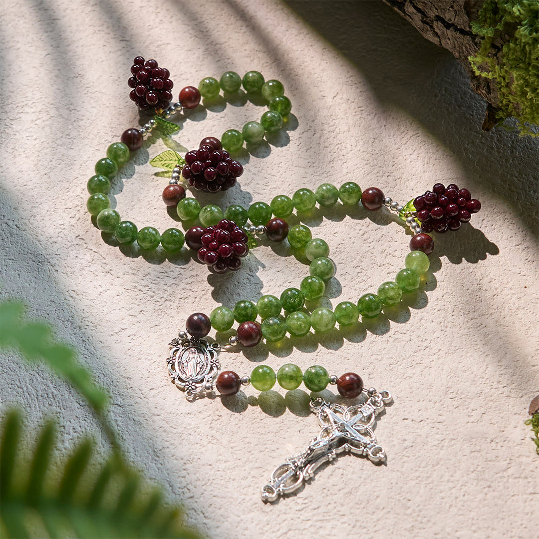 Christianartworkshop Green and Purple Grape Bead Rosary Inspired by Christ the True Vine - image 1