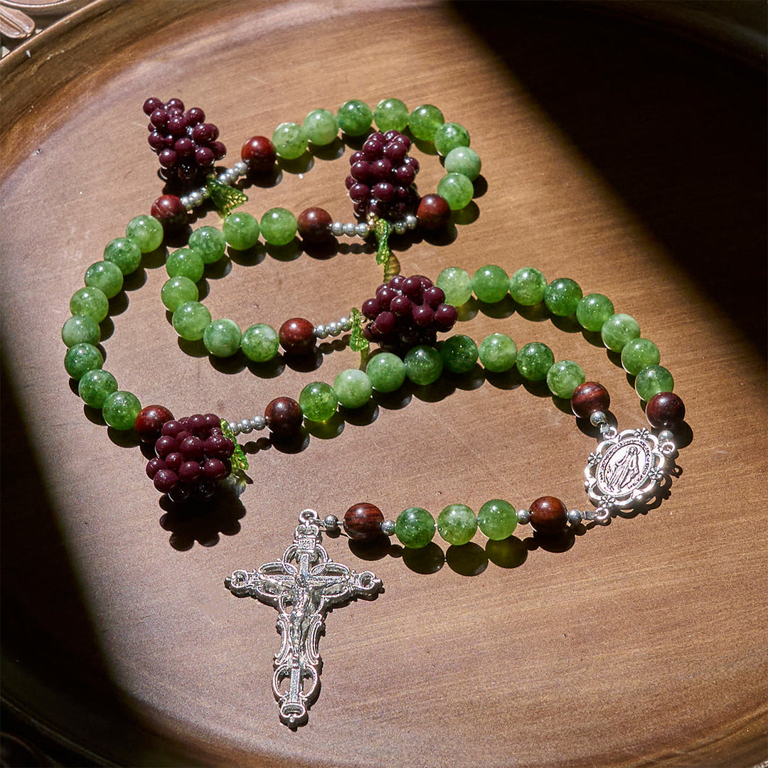 Christianartworkshop Green and Purple Grape Bead Rosary Inspired by Christ the True Vine - image 5