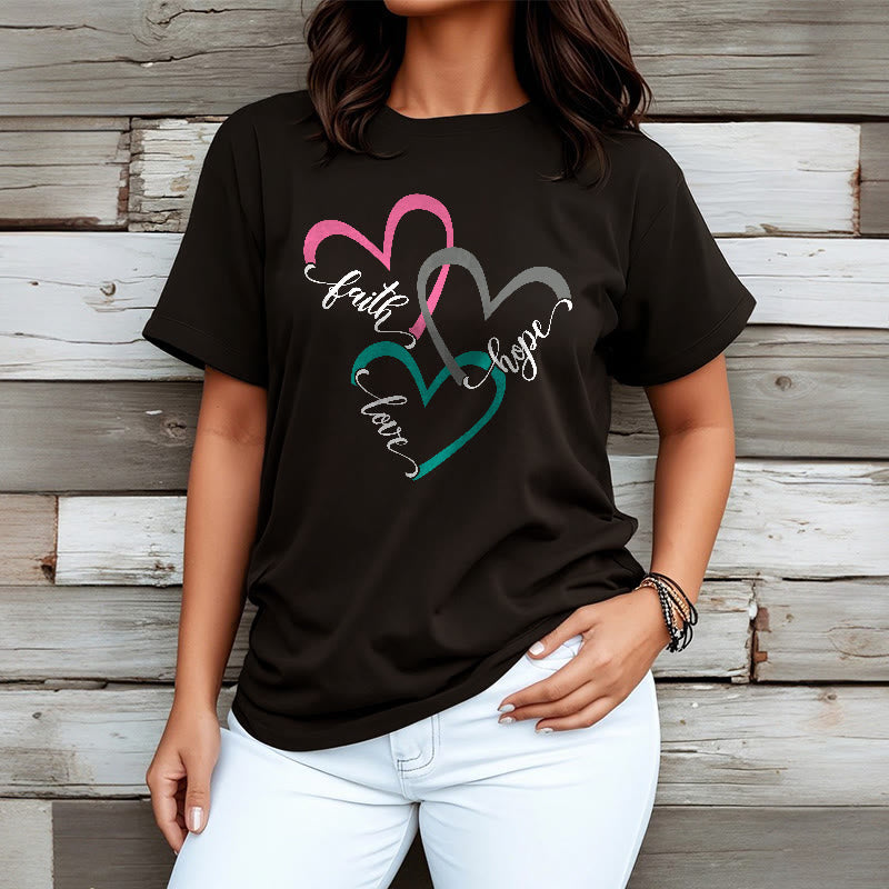 Christianartworkshop Faith Hope Love Christian Heart Design Unisex T-shirt for Believers - image 6