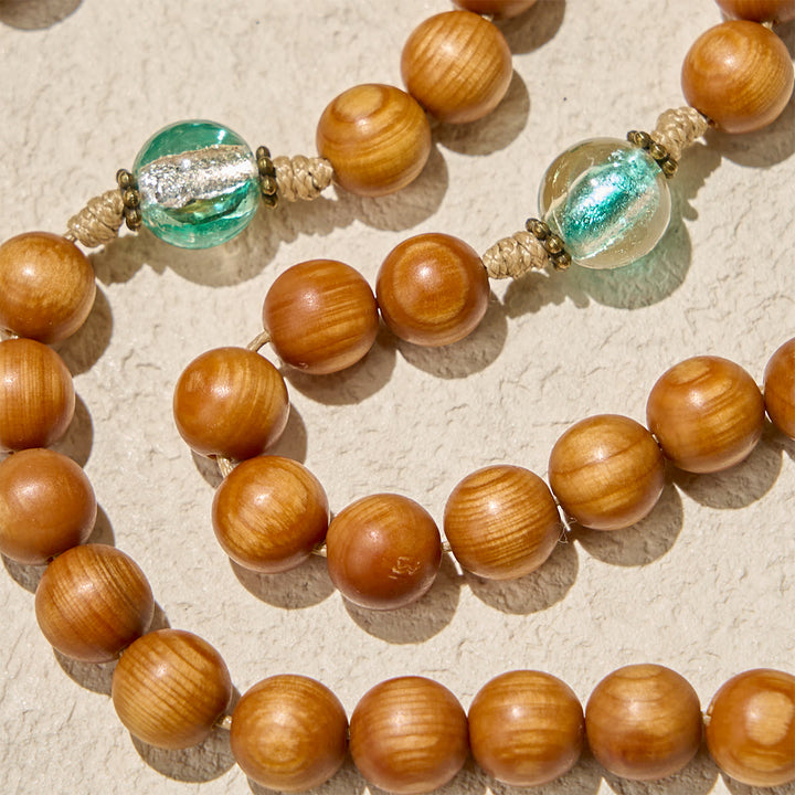 Christianartworkshop Thanksgiving Day: Classic Thuja Brown Wooden Rosary with Bright Green Beads & Our Lady - image 9