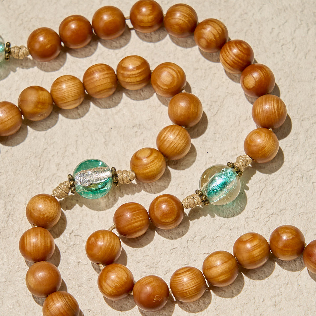 Christianartworkshop Thanksgiving Day: Classic Thuja Brown Wooden Rosary with Bright Green Beads & Our Lady - image 8