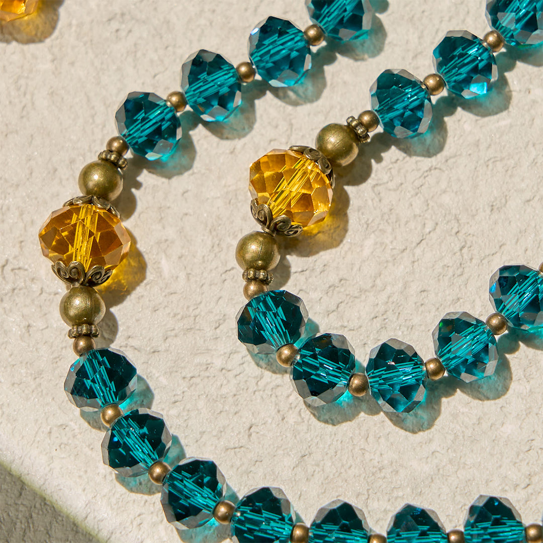 Christianartworkshop Thanksgiving Day: Shining Blue and Amber Rosary with Our Lady Medal and Antique Pardon Crucifix - image 9