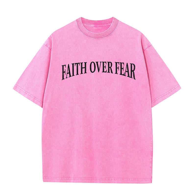 Christianartworkshop Faith Over Fear Thorn Cross Unisex Washed T-Shirt - image 19
