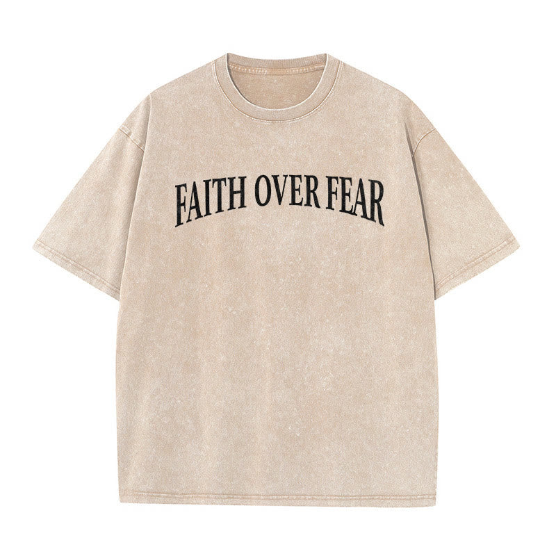 Christianartworkshop Faith Over Fear Thorn Cross Unisex Washed T-Shirt - image 8