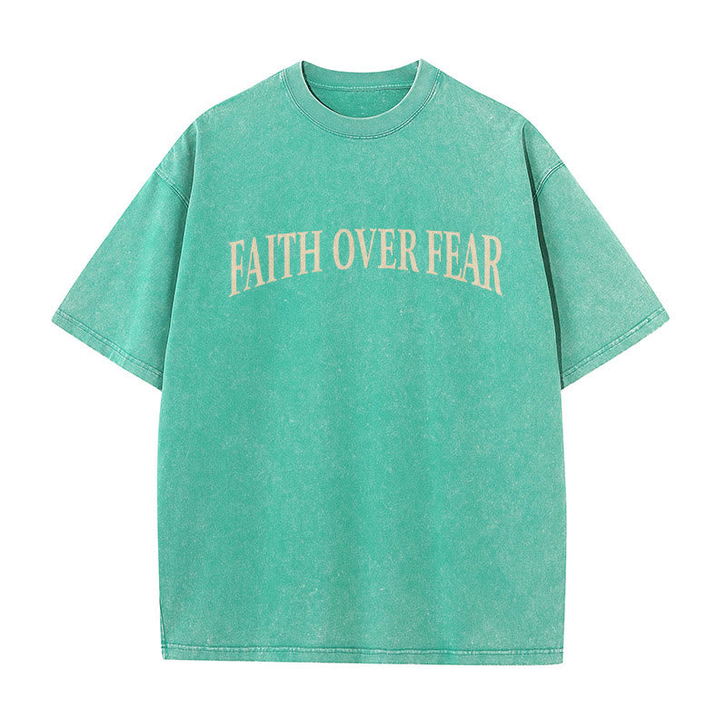 Christianartworkshop Faith Over Fear Thorn Cross Unisex Washed T-Shirt - image 17