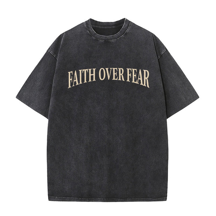 Christianartworkshop Faith Over Fear Thorn Cross Unisex Washed T-Shirt - image 4
