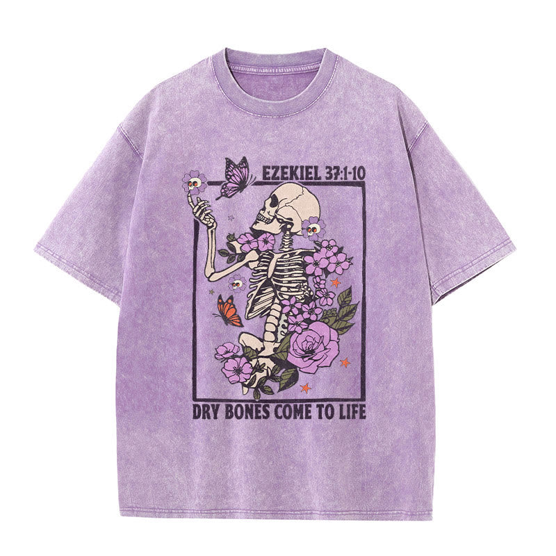 Christianartworkshop Vintage Dry Bones Come To Life Unisex Washed T-Shirt - Purple - 5XL - image 0