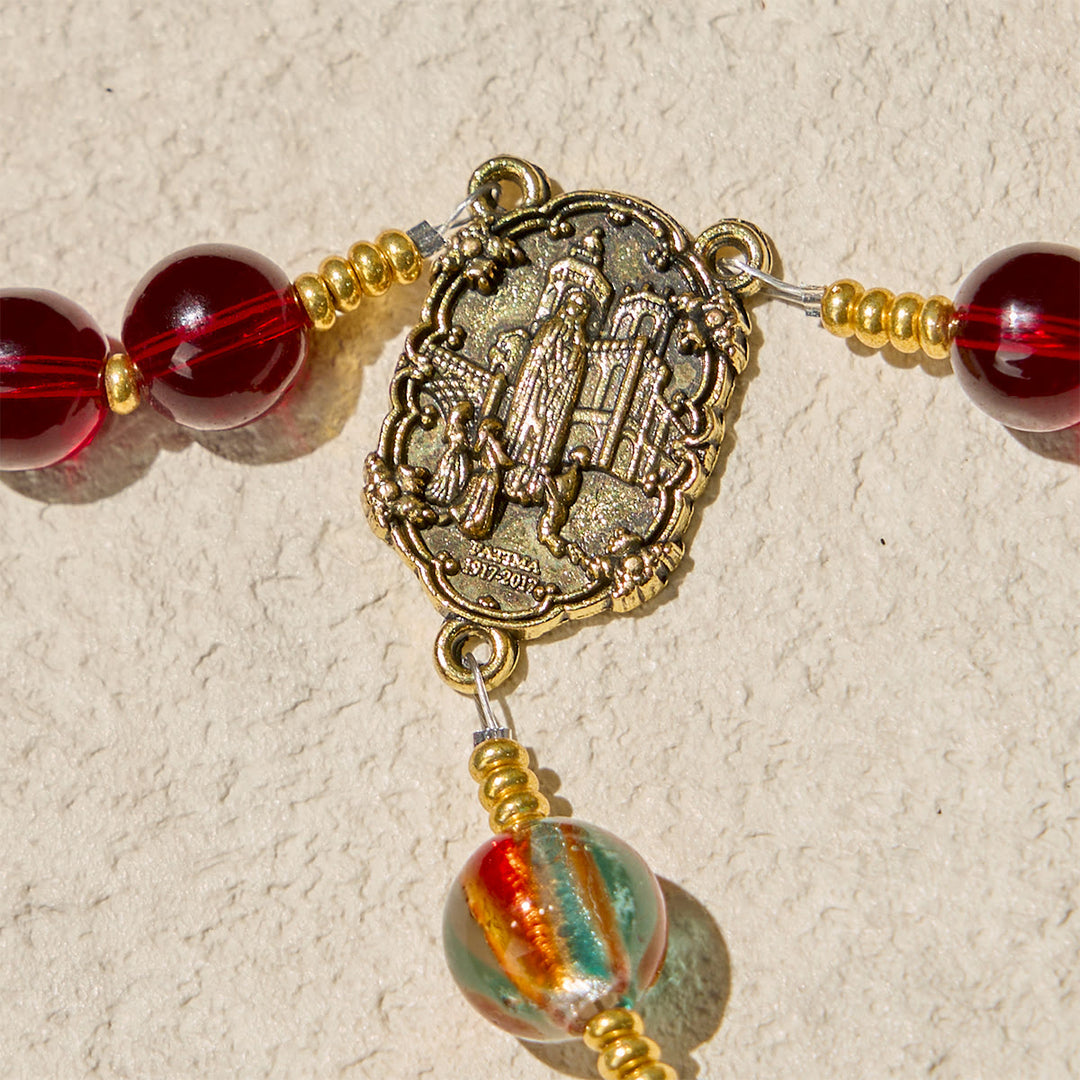 Christianartworkshop Thanksgiving Day: Our Lady of Fatima Rosary with Wine Red and Shining Rainbow Beads of Grace - image 10