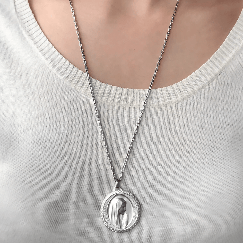Christianartworkshop Graceful Virgin Mary Pendant Necklace in 925 Sterling Silver for Daily Devotion - image 1