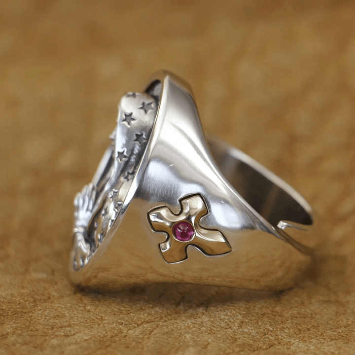 Christianartworkshop Virgin Mary Oval Ring in 925 Silver Divine Protection and Prayer - image 4