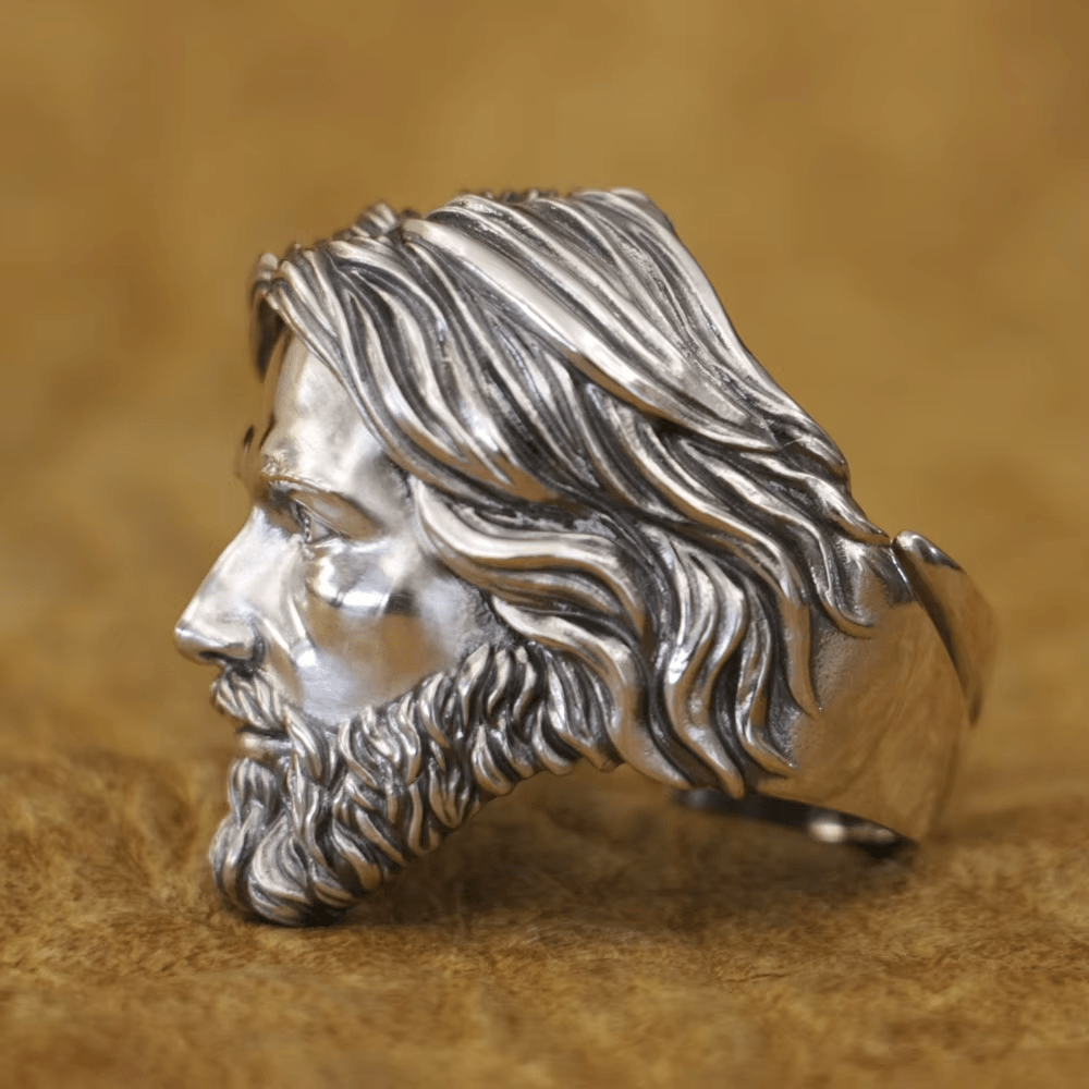 Christianartworkshop Sculpted Sacred Jesus Christ Portrait Ring Crafted in 925 Silver - image 4