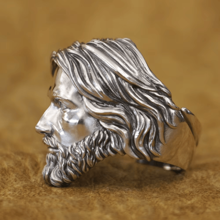 Christianartworkshop Sculpted Sacred Jesus Christ Portrait Ring Crafted in 925 Silver - image 4