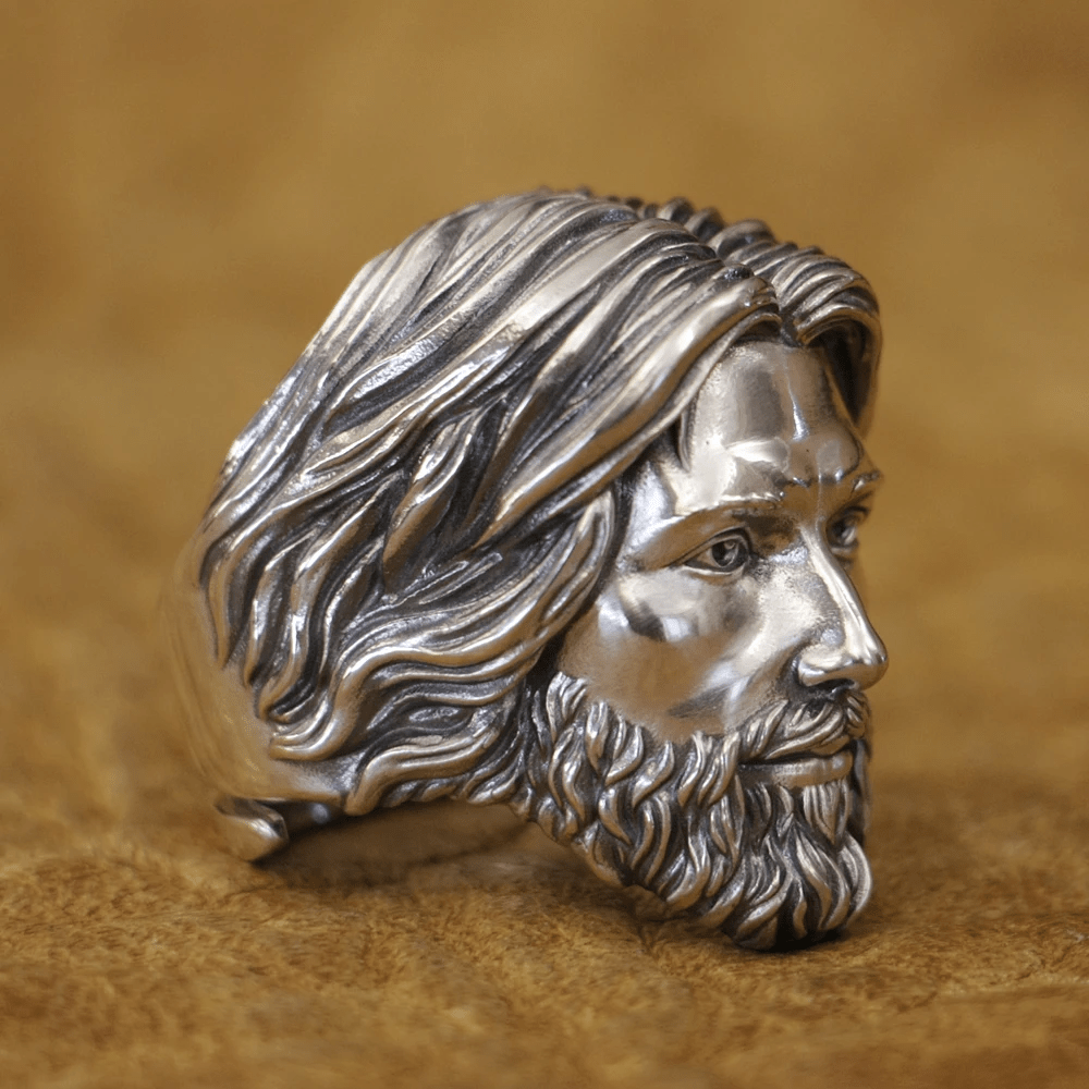 Christianartworkshop Sculpted Sacred Jesus Christ Portrait Ring Crafted in 925 Silver - image 5