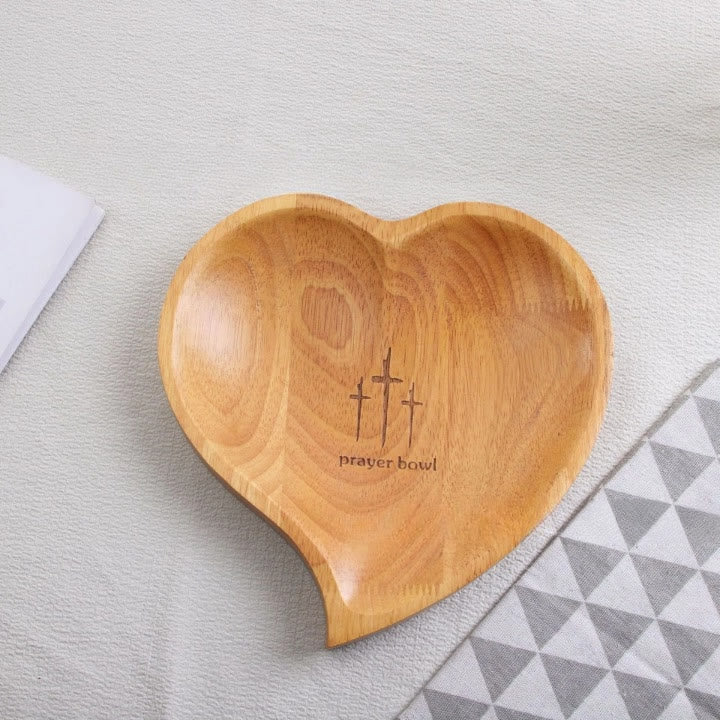 Christianartworkshop 3 Color Wooden Heart Shaped Prayer Bowl with Faith Note Cards - Wooden - image 5