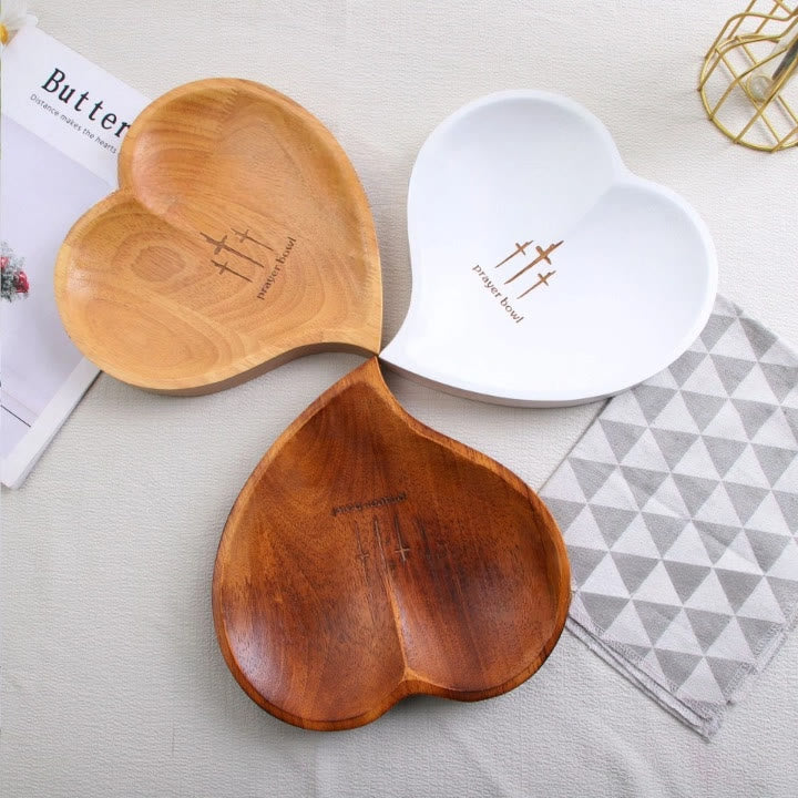 Christianartworkshop 3 Color Wooden Heart Shaped Prayer Bowl with Faith Note Cards - image 0