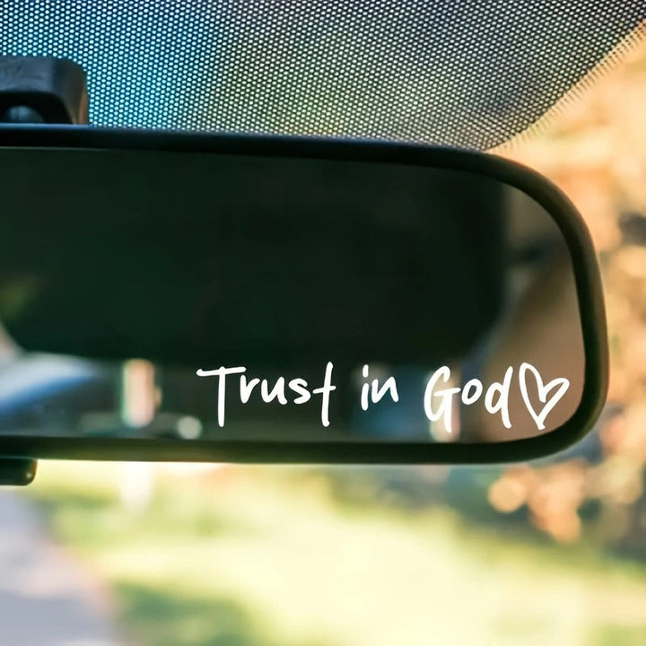Christianartworkshop Minimalist Everyday Faith Car Mirror Sticker: Trust in God Road Companion - White - image 0