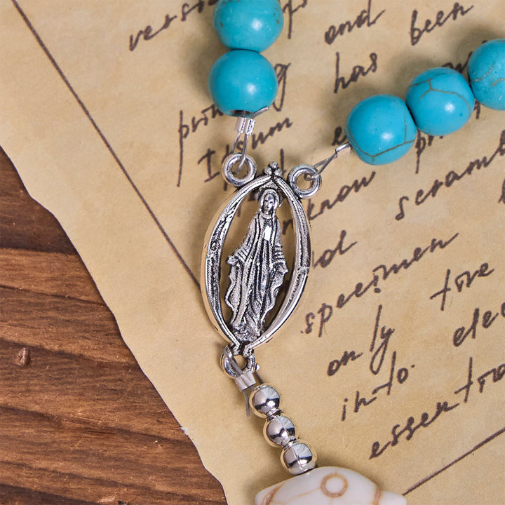 Christianartworkshop Blessed Dolphin Rosary with Turquoise Bead and Miraculous Medal: Ocean of Faith - image 6