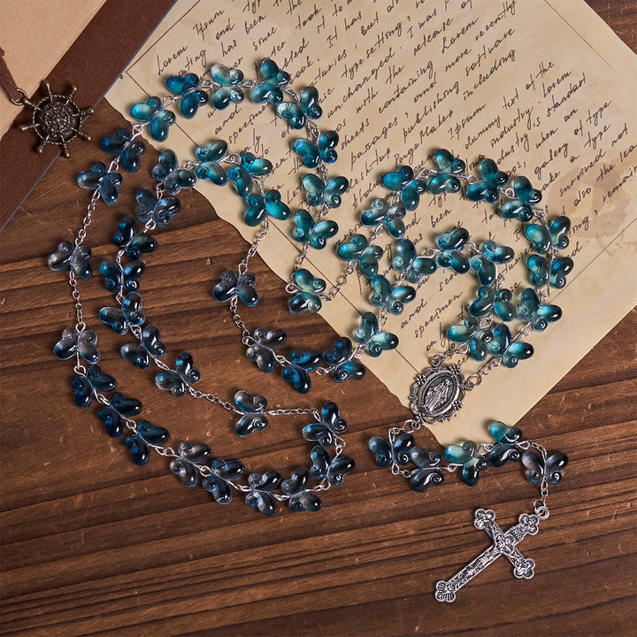 Christianartworkshop Wings of Devotion Shimmering Blue Butterfly Prayer Rosary with Miraculous Medal - image 5
