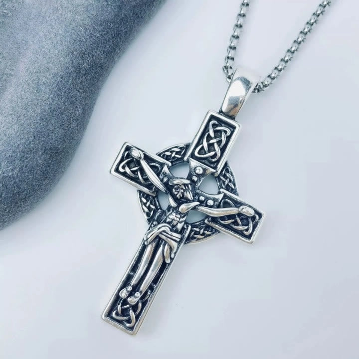 Christianartworkshop Eternal Faith Celtic Knot Crucifix Pendant Necklace: Christ on the Cross - image 2