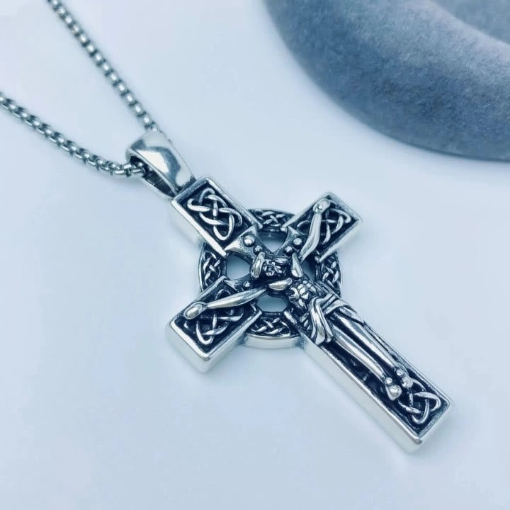 Christianartworkshop Eternal Faith Celtic Knot Crucifix Pendant Necklace: Christ on the Cross - image 3
