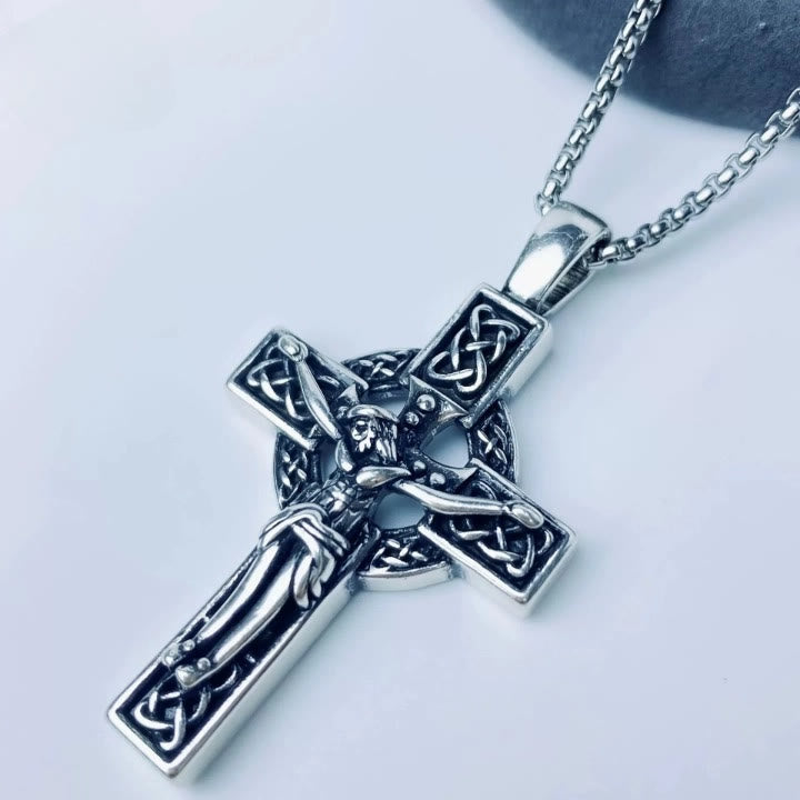 Christianartworkshop Eternal Faith Celtic Knot Crucifix Pendant Necklace: Christ on the Cross - Crucifix - image 0