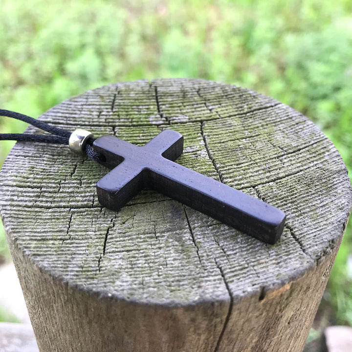 Christianartworkshop Classic Natural Ebony Cross Necklace: Pure and Enduring Faith Symbol - image 7
